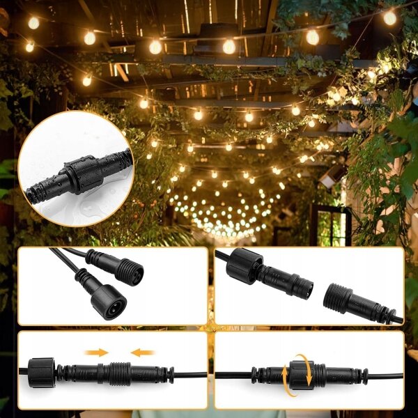 LED Venkovní dekorační řetěz 25xE12/1W/230V 17,5 m IP65 černá