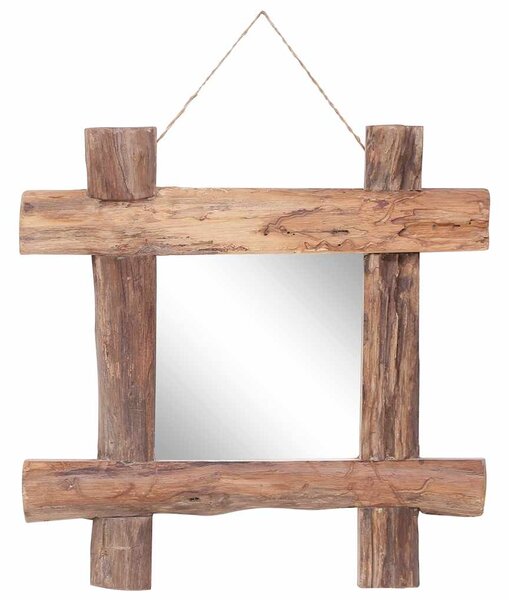 Zrcadlo z polínek přírodní 50 x 50 cm recyklované teakové dřevo 283933