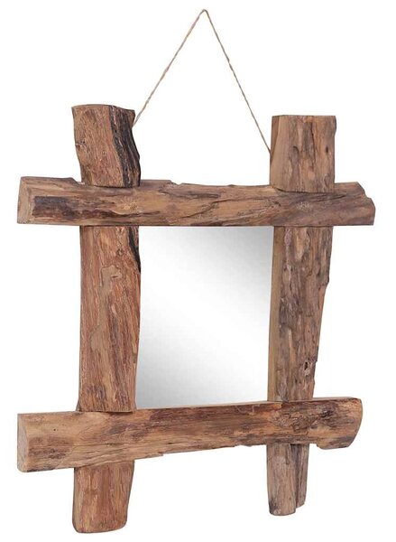Zrcadlo z polínek přírodní 50 x 50 cm recyklované teakové dřevo 283933