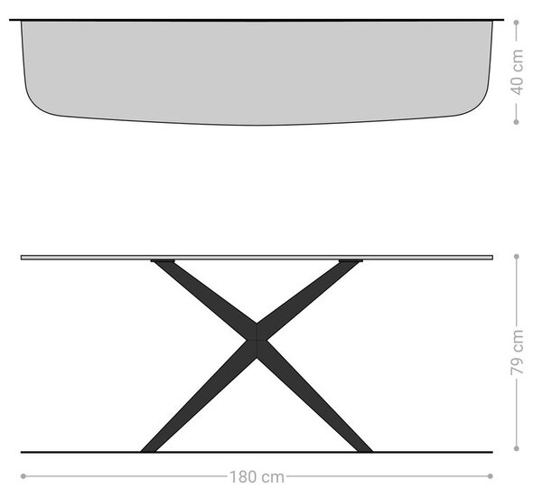 DELIFE Konzolový stůl Edge oválný tvar 180×40 cm keramika Emperador Extra Lucidato tmavě hnědá Estelo kov titanová barva