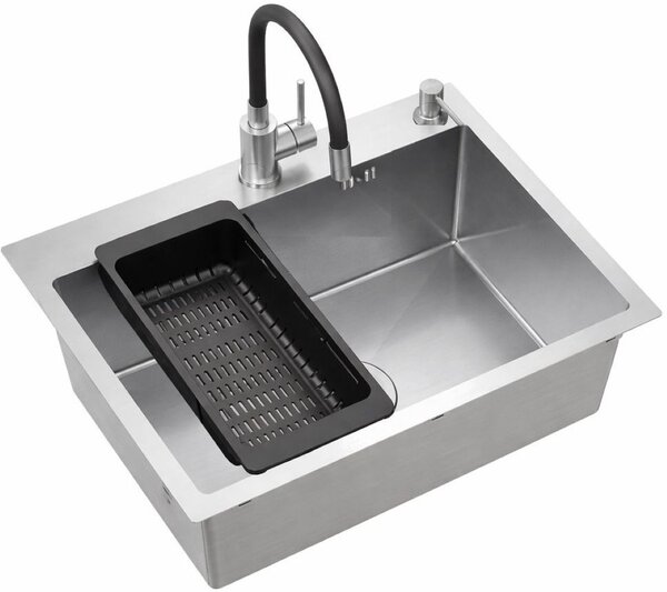 Ruvetti Look dřez s baterií a příslušenstvím ocel/ocel LPLOOK605200BSS