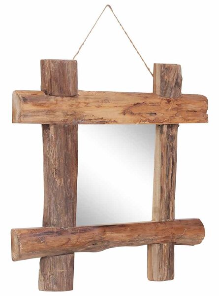 Zrcadlo z polínek přírodní 50 x 50 cm recyklované teakové dřevo 283933