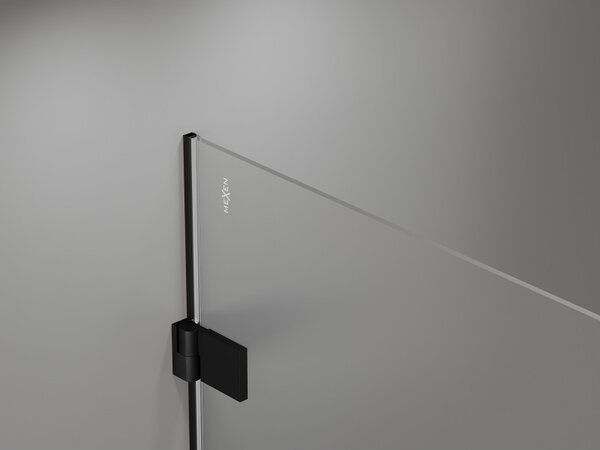Mexen Lunar-B, výklopný sprchový kout levý 90 x 90 cm, 8mm čiré sklo, černý profil, 832-090-090-70-00-L