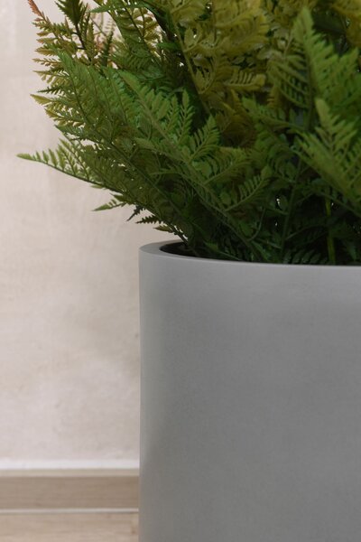 Květináč CHICO, sklolaminát, průměr 40 cm, beton design šedý