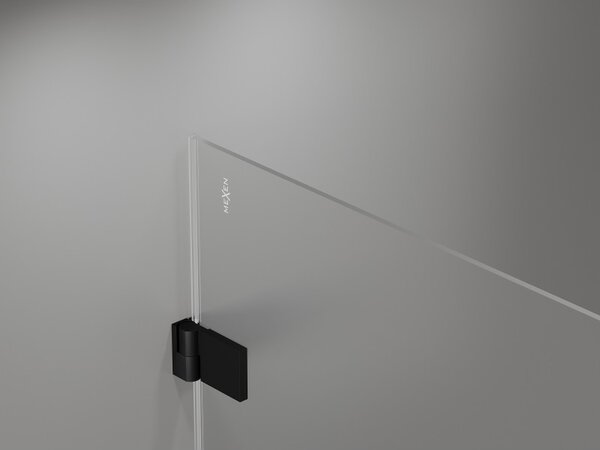 Mexen Lunar-B, výklopný sprchový kout levý 90 x 90 cm, 8mm čiré sklo, černý profil, 832-090-090-70-00-L