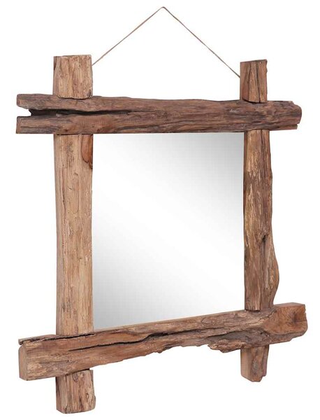 Zrcadlo z polínek přírodní 70 x 70 cm recyklované teakové dřevo 283934