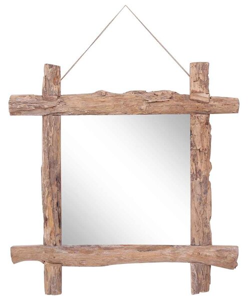 Zrcadlo z polínek přírodní 70 x 70 cm recyklované teakové dřevo 283934