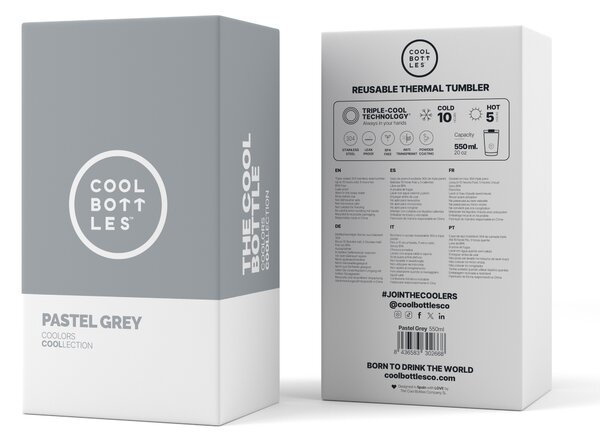 Nerezový termohrnek Cool Bottles pastel grey, 550 ml