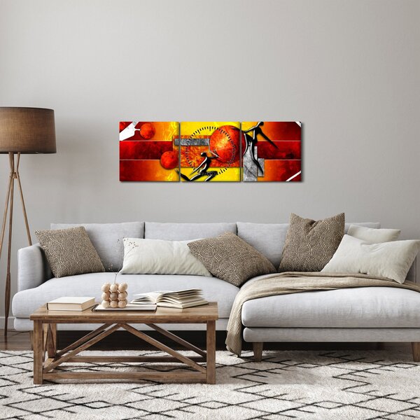Obraz - Malba lidskosti (s hodinami) (90x30 cm)