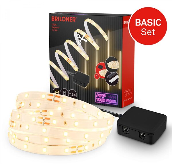 BRI 8018147 Startovací sada On/Off LED pásek pro nástěnné panely – 260cm, vypínač, vč. rozbočovače - BRILONER