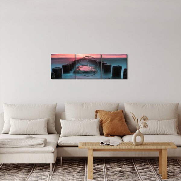 Obraz - Skály v moři (s hodinami) (90x30 cm)