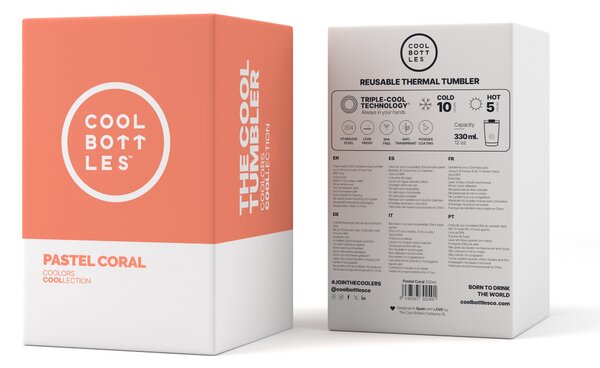 Nerezový termohrnek Cool Bottles pastel coral, 330 ml
