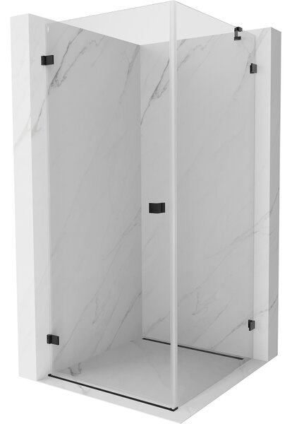 Mexen Lunar-B, výklopný sprchový kout levý 90 x 90 cm, 8mm čiré sklo, černý profil, 832-090-090-70-00-L