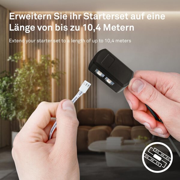 BRI 8018147 Startovací sada On/Off LED pásek pro nástěnné panely – 260cm, vypínač, vč. rozbočovače - BRILONER