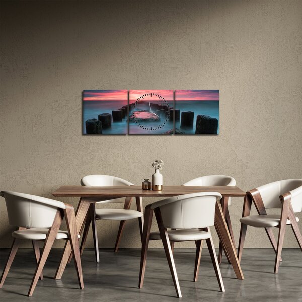 Obraz - Skály v moři (s hodinami) (90x30 cm)