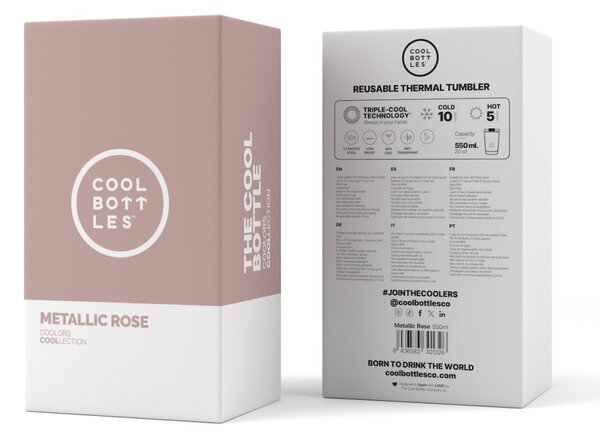 Nerezový termohrnek Cool Bottles metallic rose, 550 ml