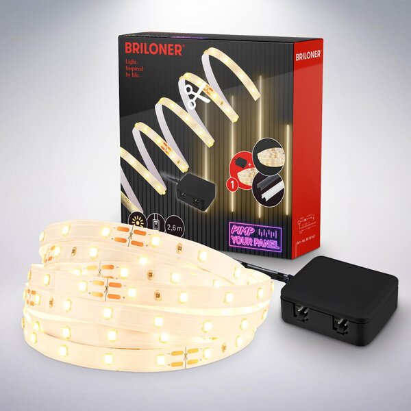 BRI 8018147 Startovací sada On/Off LED pásek pro nástěnné panely – 260cm, vypínač, vč. rozbočovače - BRILONER