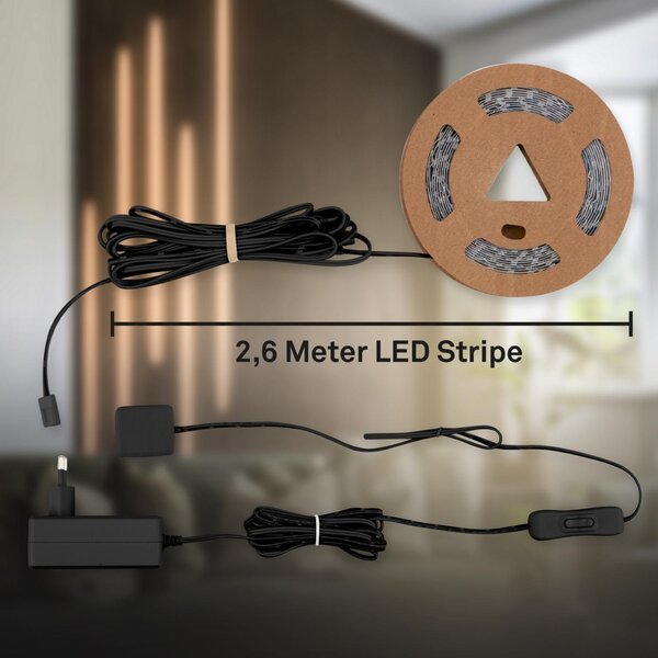 BRI 8018147 Startovací sada On/Off LED pásek pro nástěnné panely – 260cm, vypínač, vč. rozbočovače - BRILONER