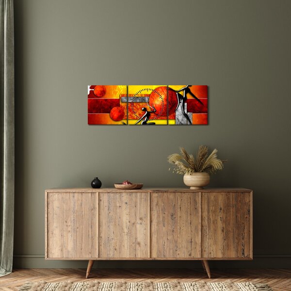 Obraz - Malba lidskosti (s hodinami) (90x30 cm)