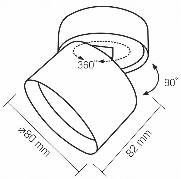 Přisazené bodové svítidlo GX53, nastavitelné, 80 × 82 mm