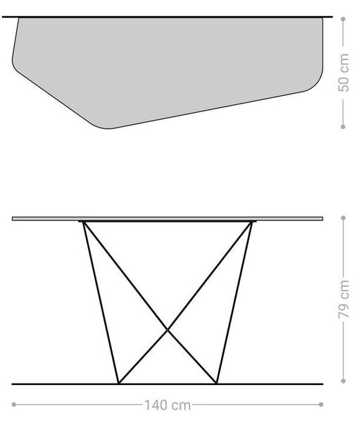 DELIFE Konzolový stůl Edge polygonální 140×50 cm keramika Emperador Extra Lucidato tmavě hnědá Spios kov titanová barva