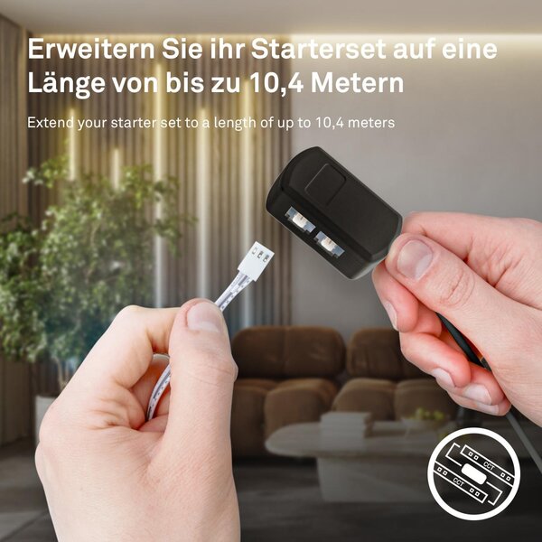 BRI 8020294 Startovací sada CCT LED pásek pro nástěnné panely – 260cm, dálkový ovladač, vč. rozbočovače - BRILONER