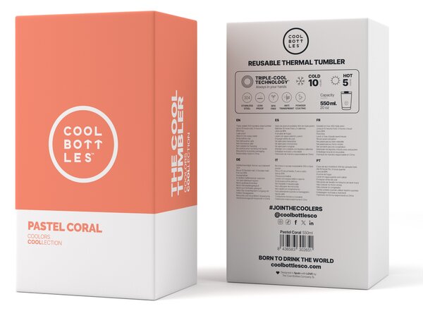 Nerezový termohrnek Cool Bottles pastel coral, 550 ml