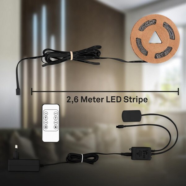 BRI 8020294 Startovací sada CCT LED pásek pro nástěnné panely – 260cm, dálkový ovladač, vč. rozbočovače - BRILONER