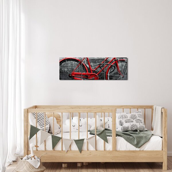 Obraz - Historický bicykl (s hodinami) (90x30 cm)