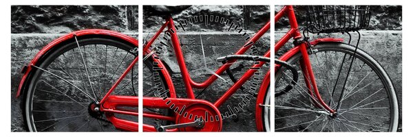 Obraz - Historický bicykl (s hodinami) (90x30 cm)