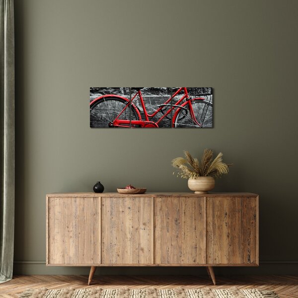 Obraz - Historický bicykl (s hodinami) (90x30 cm)
