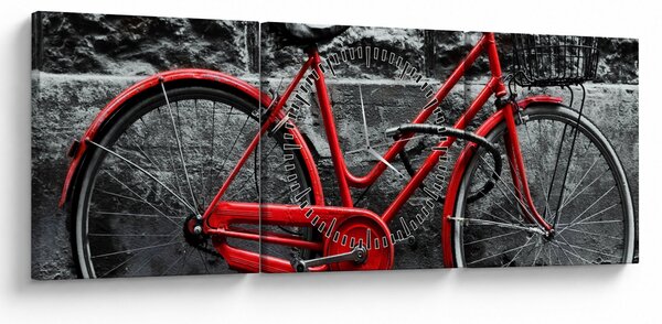 Obraz - Historický bicykl (s hodinami) (90x30 cm)