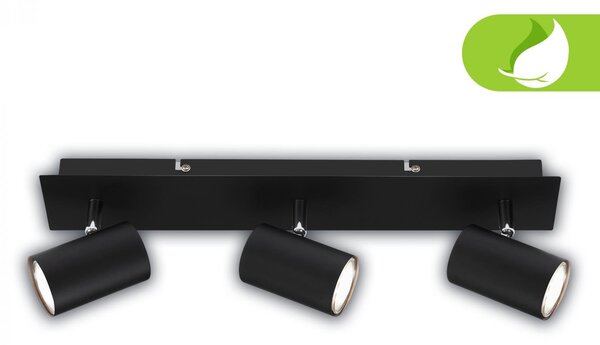 BRILO 2840035 Isil A LED stropní bodové svítidlo, energetická třída A, 3-ramenné, 50.000h životnost, nastavitelné, černé - BRILO