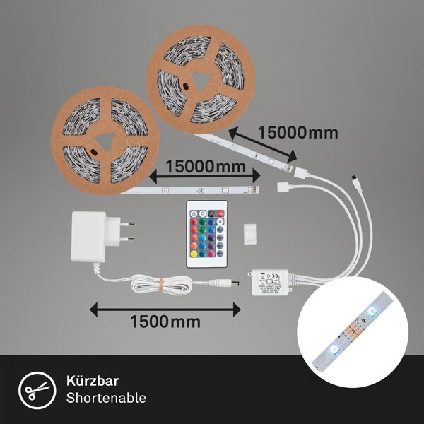 BRILO 2323540 LED pásek 30m, dálkový ovladač, RGB dynamické barvy, bílý - BRILO