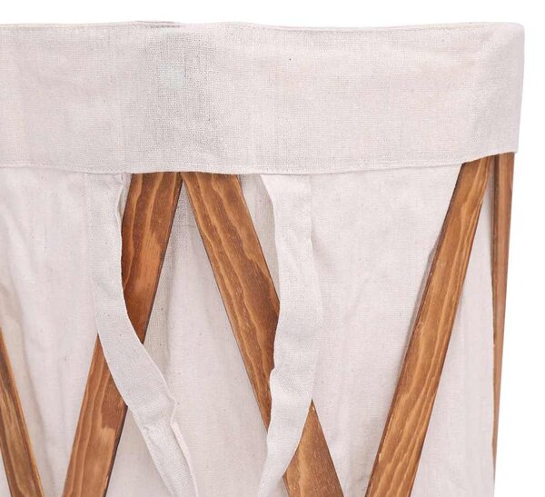 Skládací koš na prádlo krémový dřevo a textil 284227