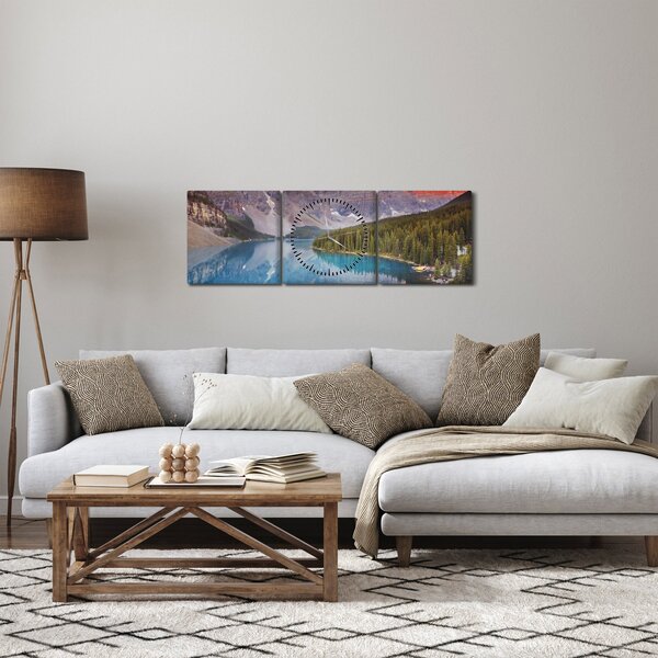 Obraz - Horská kanadská krajina (s hodinami) (90x30 cm)