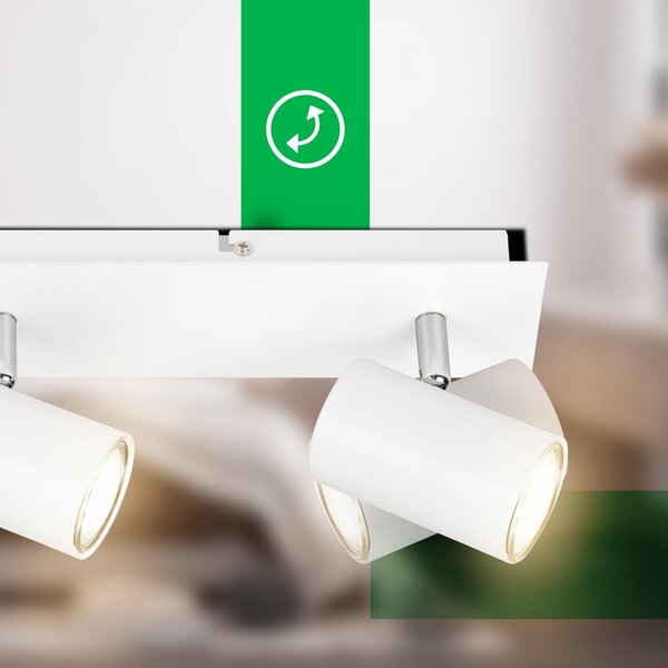 BRILO 2840036 Isil A LED stropní bodové svítidlo, energetická třída A, 3-ramenné, 50.000h životnost, nastavitelné, bílé - BRILO