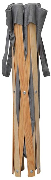 Skládací koš na prádlo šedý dřevo a textil 284228