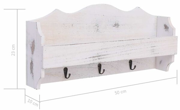 Nástěnný věšák bílý 50 x 10 x 23 cm dřevo 284231