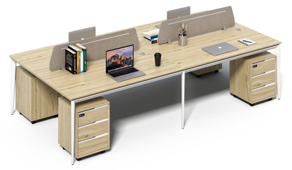 Kancelářská sestava 4 osoby Houseland Profit Max 02 3216 dub/bílá