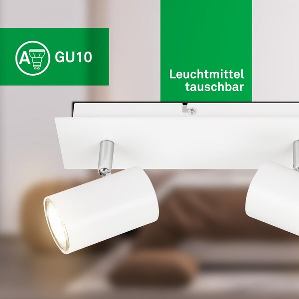 BRILO 2840036 Isil A LED stropní bodové svítidlo, energetická třída A, 3-ramenné, 50.000h životnost, nastavitelné, bílé - BRILO