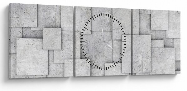 Obraz - Abstrakce betonových kachliček (s hodinami) (90x30 cm)