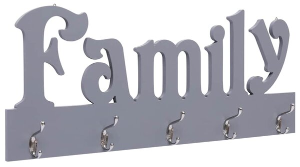 Nástěnný věšák FAMILY šedý 74 x 29,5 cm 284246