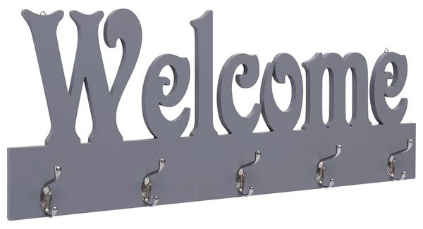 Nástěnný věšák WELCOME šedý 74 x 29,5 cm 284248
