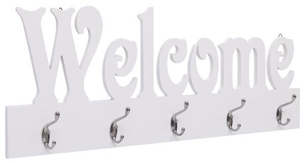 Nástěnný věšák WELCOME bílý 74 x 29,5 cm 284247