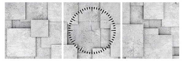 Obraz - Abstrakce betonových kachliček (s hodinami) (90x30 cm)