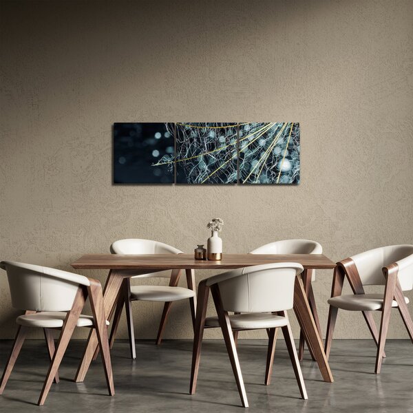 Obraz -Květ s pavučinou (s hodinami) (90x30 cm)