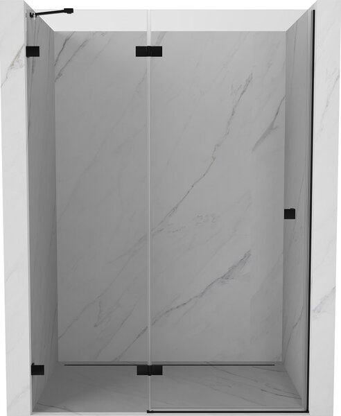Mexen, Mexen Lunar levé výklopné sprchové dveře 130 cm, transparentní, černé - 834-130-000-70-00-L