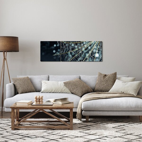 Obraz -Květ s pavučinou (s hodinami) (90x30 cm)