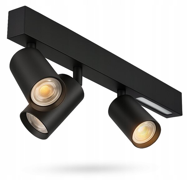 Přisazené bodové svítidlo GU10 9 W, 3 spoty, černé